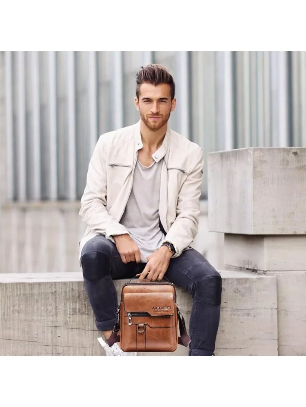 Vintage PU Leather Crossbody Messenger Bag for Men - Small Shoulder Satchel